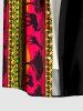 Plus Size Ethnic Animals Geometric Pattern Print Buttons Pocket Hawaii Shirt For Men -  