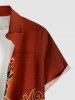 Chemise hawaïenne grande taille à motif ethnique, imprimé danseur, boutons et poche pour homme - Brun 3XL