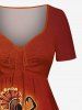 Robe hawaïenne grande taille à imprimé ethnique et danseuse, cintrée - Brun 5X