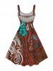 Plus Size Hibiscus Flower Ethnic Pattern Print Hawaii A Line Dress -  