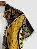 Chemise hawaïenne à poches boutons, imprimé motif tortue ethnique grande taille, pour hommes - Bronze 6XL