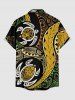 Chemise hawaïenne à poches boutons, imprimé motif tortue ethnique grande taille, pour hommes - Bronze 6XL