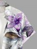 Chemise hawaïenne à imprimé ombré de fleurs et de feuilles, grande taille, avec poche boutonnée, pour hommes - Pourpre  M