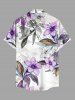 Chemise hawaïenne à imprimé ombré de fleurs et de feuilles, grande taille, avec poche boutonnée, pour hommes - Pourpre  5XL