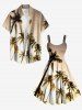 Plus Size Coconut Tree Dip Dye Ombre Print Hawaii A Line Dress -  