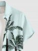 Plus Size Coconut Tree Print Hawaii Button Pocket Shirt For Men -  