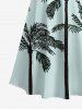 Robe longue trapèze grande taille à imprimé cocotier, épaules dénudées et bretelles croisées, style hawaïen, épaules dénudées. - Bleu clair 6X