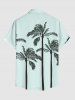 Plus Size Coconut Tree Print Hawaii Button Pocket Shirt For Men -  