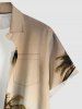 Plus Size Coconut Tree Dip Dye Ombre Print Hawaii Button Pocket Shirt For Men -  
