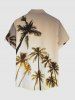 Plus Size Coconut Tree Dip Dye Ombre Print Hawaii Button Pocket Shirt For Men -  