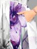 Robe midi trapèze grande taille à imprimé floral et feuilles ombré hawaïen avec poches fendues - Pourpre  S