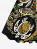 Robe trapèze hawaïenne vintage à imprimé tortue, grande taille - Bronze S