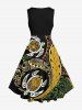 Robe trapèze hawaïenne vintage à imprimé tortue, grande taille - Bronze S