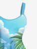 Plus Size Parrot Tropical Flowers Leaf Fruit Juice Seascape Print Hawaii Tank Dress -  