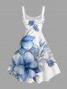 Plus Size Flowers Tropical Print Hawaii Tank Dress -  