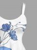 Plus Size Flowers Tropical Print Hawaii Tank Dress -  
