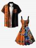 Robe débardeur hawaïenne à imprimé éléphant ethnique grande taille - Orange S