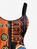 Robe débardeur hawaïenne à imprimé éléphant ethnique grande taille - Orange S