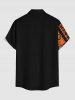 Chemise hawaïenne grande taille à motif ethnique éléphant, boutons et poches pour homme - Orange Foncé S