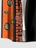 Chemise hawaïenne grande taille à motif ethnique éléphant, boutons et poches pour homme - Orange Foncé S