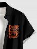 Chemise hawaïenne grande taille à motif ethnique éléphant, boutons et poches pour homme - Orange Foncé S
