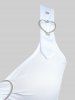 Plus Size Lace Panel Heart-ring Buckles Handkerchiefs Tank Top -  