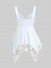 Plus Size Lace Panel Heart-ring Buckles Handkerchiefs Tank Top -  