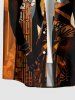 Plus Size Ethnic Pattern Lovers Print Buttons Pocket Hawaii Shirt For Men -  
