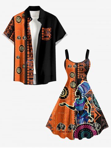 Ensemble de plage hawaïen assorti grande taille à motif ethnique éléphant pour couples