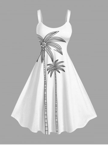 Robe débardeur hawaïenne à imprimé cocotier grande taille - WHITE - XS