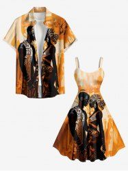 African Printed Matching Couple Outfit Ethnic Pattern Lovers Printed Hawaiian Set -  