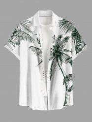 Chemise hawaïenne à imprimé cocotier et poches boutonnées grande taille pour homme - Blanc S