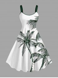 Robe hawaïenne grande taille à imprimé cocotiers - Blanc M