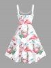 Tenue de plage hawaïenne assortie pour couples, imprimé tropical fleurs et flamants roses, grandes tailles - Blanc 