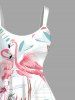 Tenue de plage hawaïenne assortie pour couples, imprimé tropical fleurs et flamants roses, grandes tailles - Blanc 