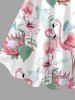 Tenue de plage hawaïenne assortie pour couples, imprimé tropical fleurs et flamants roses, grandes tailles - Blanc 