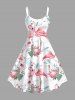 Tenue de plage hawaïenne assortie pour couples, imprimé tropical fleurs et flamants roses, grandes tailles - Blanc 