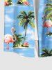 Coconut Tree Flamingo Hibiscus Flower Sea Print Plus Size Matching Hawaii Beach Outfit For Couples -  