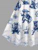 Cat Pirate Ship Rudder Cruise Print Plus Size Matching Hawaii Beach Outfit For Couples -  