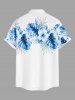 Plus Size Tropical Leaf Hibiscus Flowers Print Buttons Pocket Hawaii Shirt For Men -  