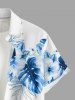 Plus Size Tropical Leaf Hibiscus Flowers Print Buttons Pocket Hawaii Shirt For Men -  
