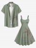 Plus Size Coconut Tree Seascape Print Hawaii Tank Dress -  