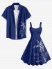 Robe débardeur hawaïenne imprimée cocotiers grande taille - Bleu L