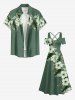Tropical Leaf Hibiscus Flowers Print Cold Shoulder Crisscross Hawaii Maxi Dress -  