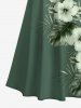 Tropical Leaf Hibiscus Flowers Print Cold Shoulder Crisscross Hawaii Maxi Dress -  