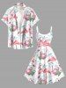Robe débardeur hawaïenne grande taille à imprimé tropical flamants roses et feuilles - Blanc 1X