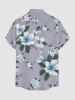 Chemise hawaïenne à imprimé floral, feuilles et branches, grande taille, avec poche boutonnée, pour hommes - Gris 6XL