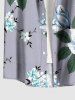 Chemise hawaïenne à imprimé floral, feuilles et branches, grande taille, avec poche boutonnée, pour hommes - Gris 6XL