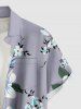 Chemise hawaïenne à imprimé floral, feuilles et branches, grande taille, avec poche boutonnée, pour hommes - Gris 6XL