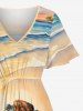 Plus Size Beach Sea Turtle Print Hawaii Sea Creatures Split Pocket A Line Midi Dress -  
